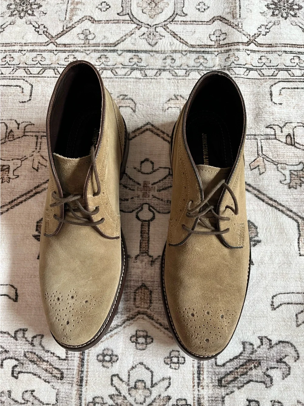 Johnston & Murphy Pearson Taupe Suede Chukka Boots for Men